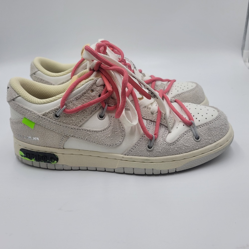 Nike Dunk Low Off-White Lot 17 of 50 Grey Pink DM1602-123 Womens‎ 7 Mens 5.5